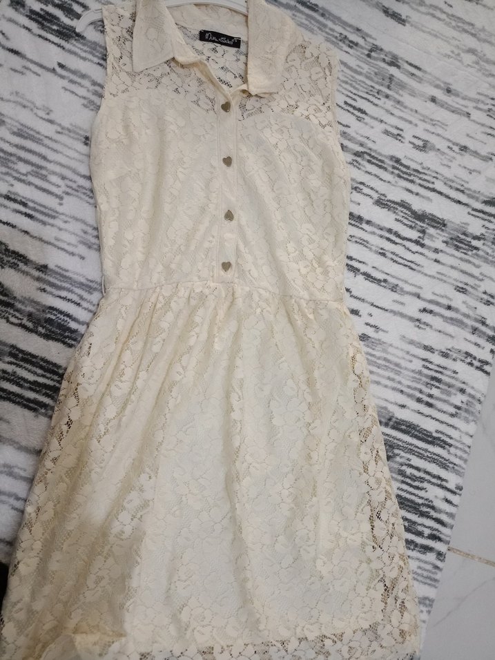 Dantel Detaylı Bej Bohem Midi Elbise - Görsel 2