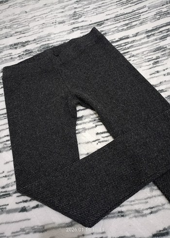 Gri Kadın Tayt, Elastik Bel, Midi Boy - Görsel 2