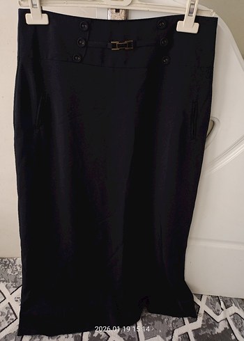 Kadın Lacivert Uzun Kemerli Etek - Görsel 2