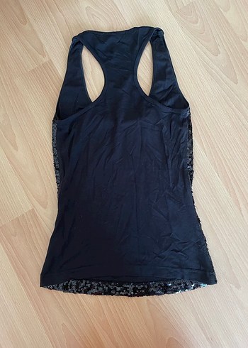 ZARA Siyah Payetli V Yaka Mini Atlet S BEDEN - Görsel 2