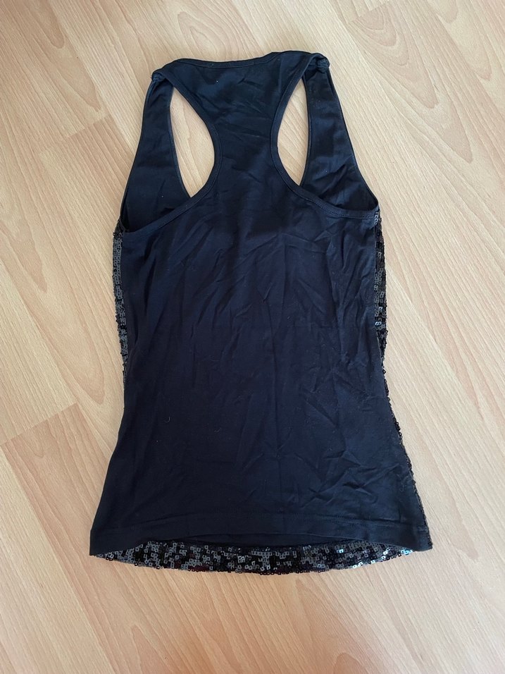 ZARA Siyah Payetli V Yaka Mini Atlet S BEDEN - Görsel 2