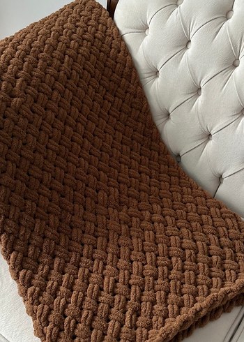 Parlak Kahverengi Örgü Çocuk Battaniyesi - Görsel 3