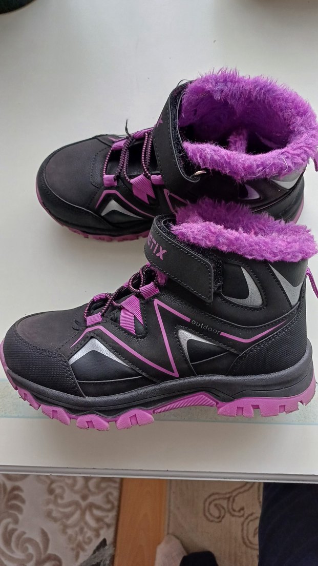 Mor Kız Çocuk Sıcak  bot Velcro - Görsel 2