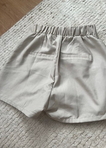 Düğmeli Bej Keten Hamile Mini Etek - Görsel 3