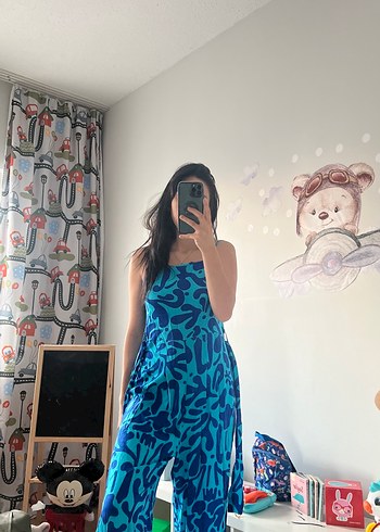 Mavi Straplez Hamile Tulum Midi Boy - Görsel 3