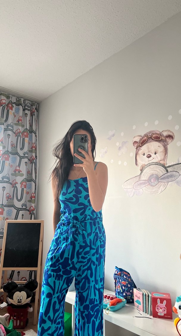 Mavi Straplez Hamile Tulum Midi Boy - Görsel 2