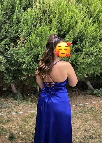 Parlak Mavi Drapeli Uzun Kadın Abiye - Görsel 3