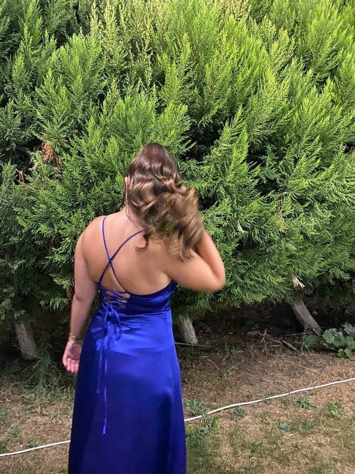 Parlak Mavi Drapeli Uzun Kadın Abiye - Görsel 4