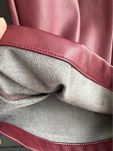 Stradivarius Stradivarius Deri Bordo Pantolon