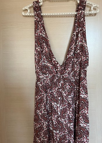 Vizon lastik V Yaka Mini Bohem Tulum - Görsel 3