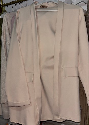 Kadın Beyaz Uzun Kesim Blazer Ceket - Görsel 2
