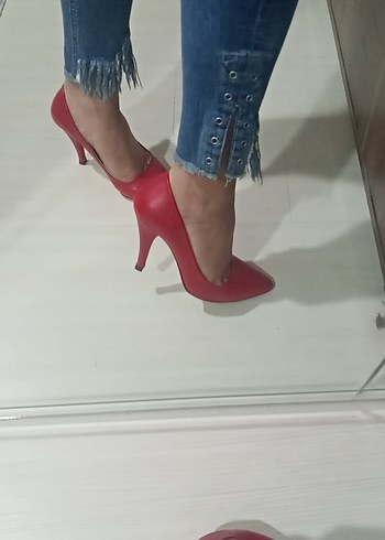 Kırmızı Stiletto Topuklu Kadın Ayakkabı - Görsel 4