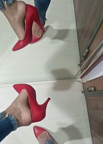 Kırmızı Stiletto Topuklu Kadın Ayakkabı - Görsel 6