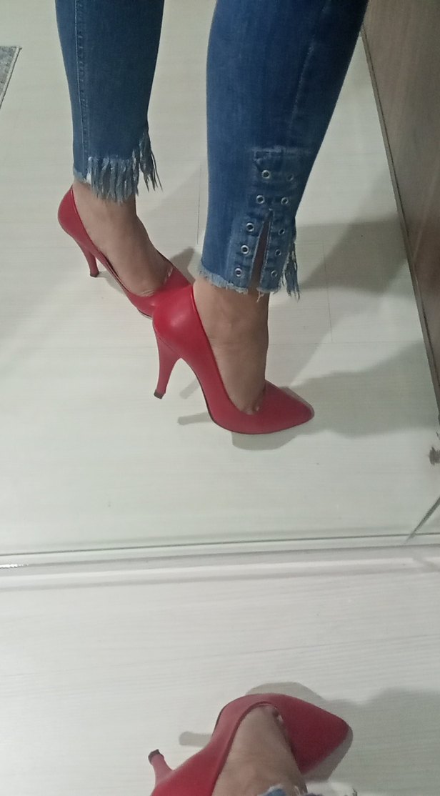 Kırmızı Stiletto Topuklu Kadın Ayakkabı - Görsel 4