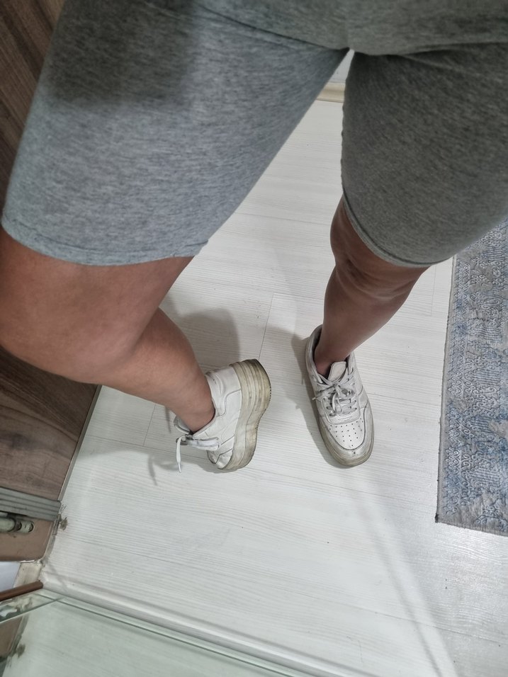 Gri Pamuklu Dar Kesim penye tayt Şort - Görsel 4