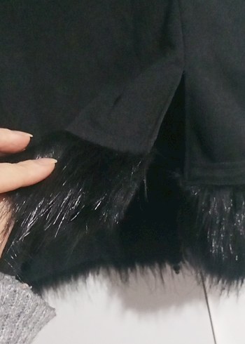 Kadın Siyah Kürklü Midi etek - Görsel 3