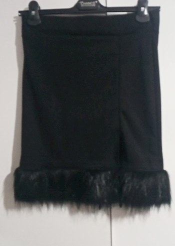 Kadın Siyah Kürklü Midi etek - Görsel 2