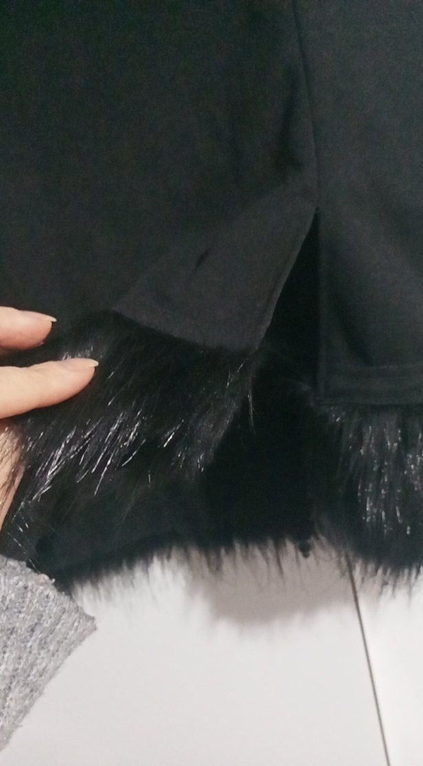 Kadın Siyah Kürklü Midi etek - Görsel 3