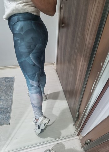 Mavi Gri Batik Desenli Spor Tayt - Görsel 2