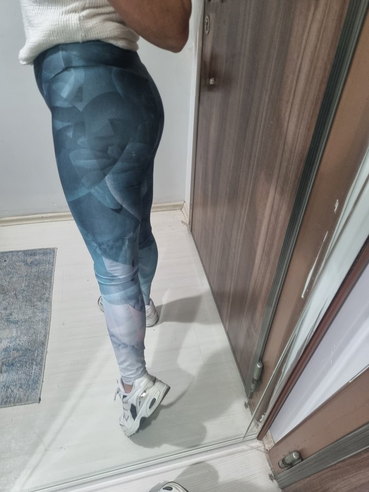 Mavi Gri Batik Desenli Spor Tayt - Görsel 2