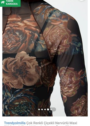 Trendyolmilla Çok Renkli Çiçekli Uzun Elbise - Görsel 2