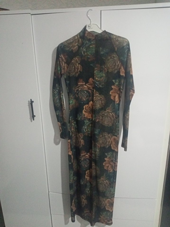 Trendyolmilla Çok Renkli Çiçekli Uzun Elbise - Görsel 5