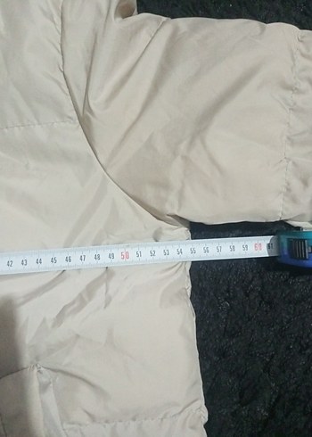 Bej Yüksek Yakalı Rahat Kadın mont - Görsel 7