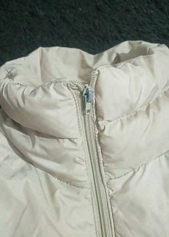 Bej Yüksek Yakalı Rahat Kadın mont - Görsel 9