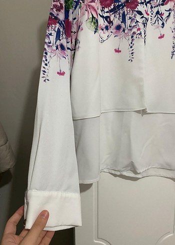 Çiçek Desenli Uzun Kollu Kadın gömlek - Görsel 3