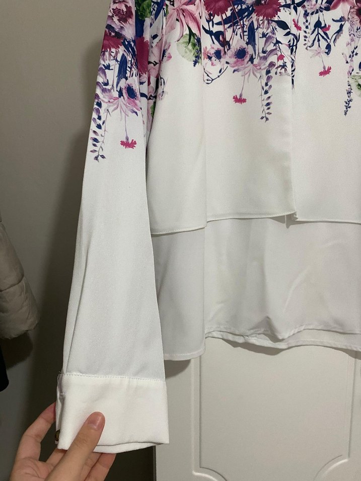 Çiçek Desenli Uzun Kollu Kadın gömlek - Görsel 3