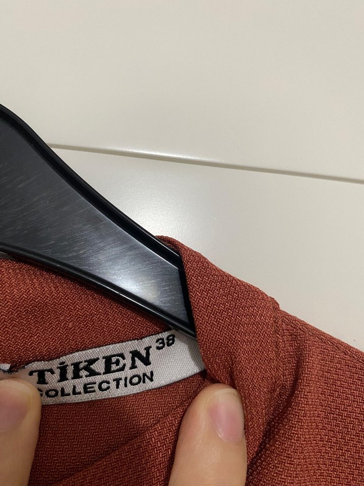 Uzun Kollu Kahverengi Salaş Elbise - Görsel 4