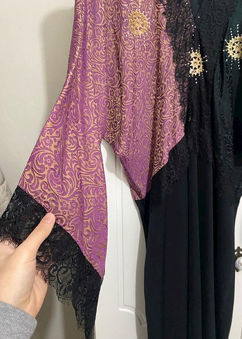 Uzun Mor ve Siyah Salaş Kadın Elbise - Görsel 2