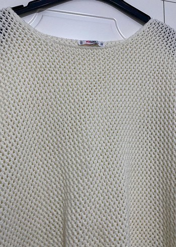 Kadın Beyaz Örgü Salaş Kazak - Görsel 2