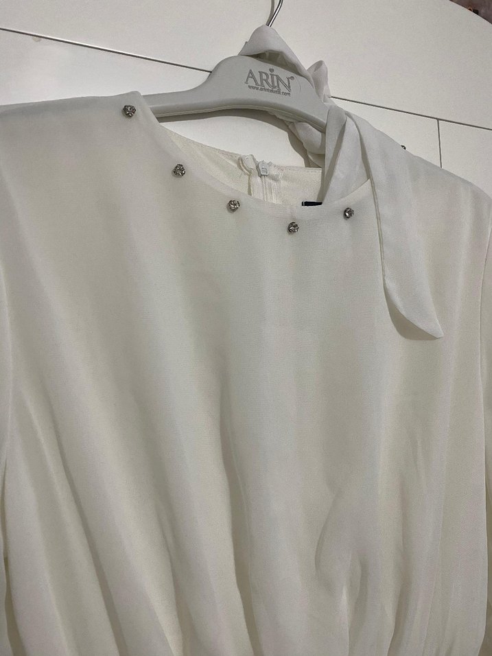 Uzun Kollu Beyaz tunik - Görsel 3