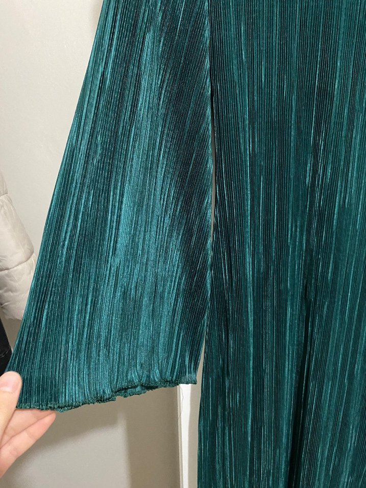 Yeşil Kadın Piliseli Uzun Elbise - Görsel 2