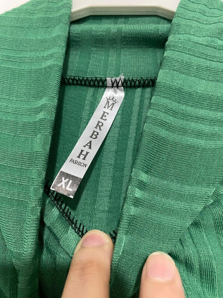 Yeşil Kadın Keten Balıkçı Yaka body - Görsel 4