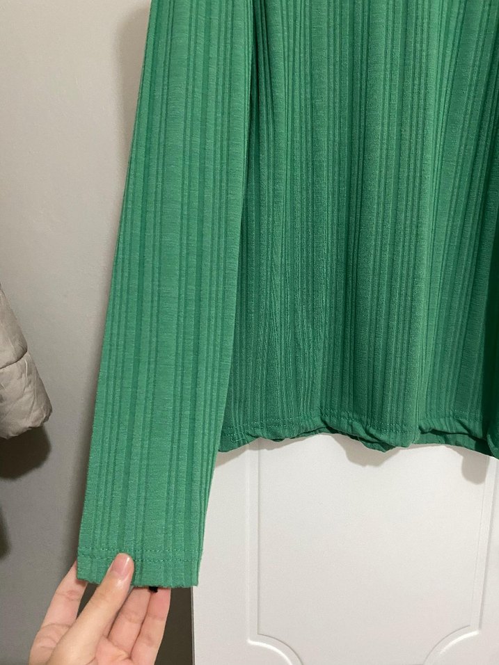 Yeşil Kadın Keten Balıkçı Yaka body - Görsel 2