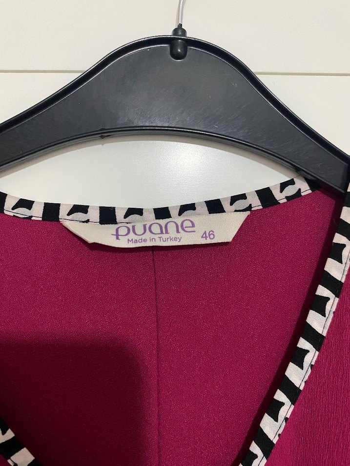 fuşya Zincir Detaylı Uzun tunik düğmeli - Görsel 4