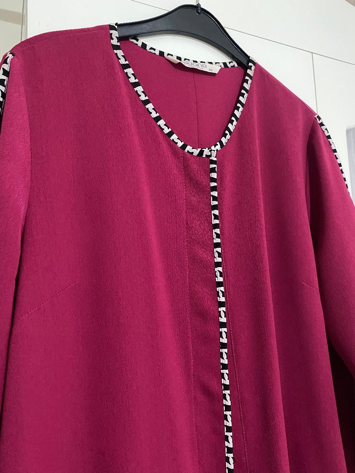 fuşya Zincir Detaylı Uzun tunik düğmeli - Görsel 3