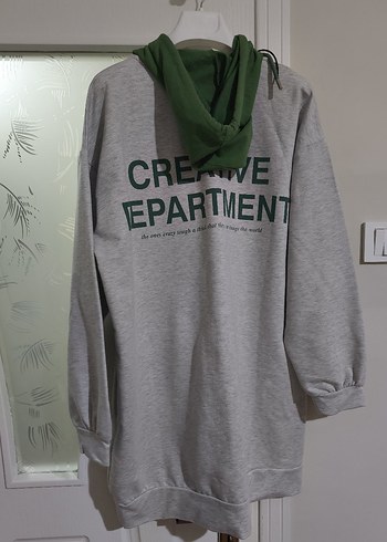 Gri Kapüşonlu Zincir Detaylı Sweatshirt - Görsel 5