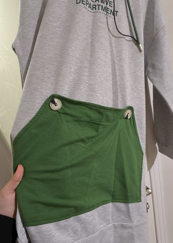 Gri Kapüşonlu Zincir Detaylı Sweatshirt - Görsel 4