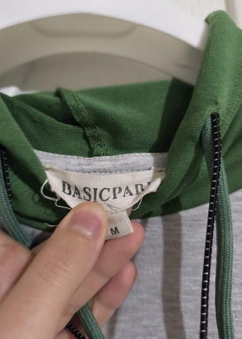 Gri Kapüşonlu Zincir Detaylı Sweatshirt - Görsel 3