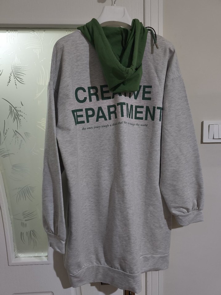 Gri Kapüşonlu Zincir Detaylı Sweatshirt - Görsel 5