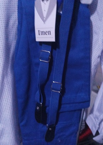 Parlak Mavi Kot Kemerli Çocuk takım - Görsel 2