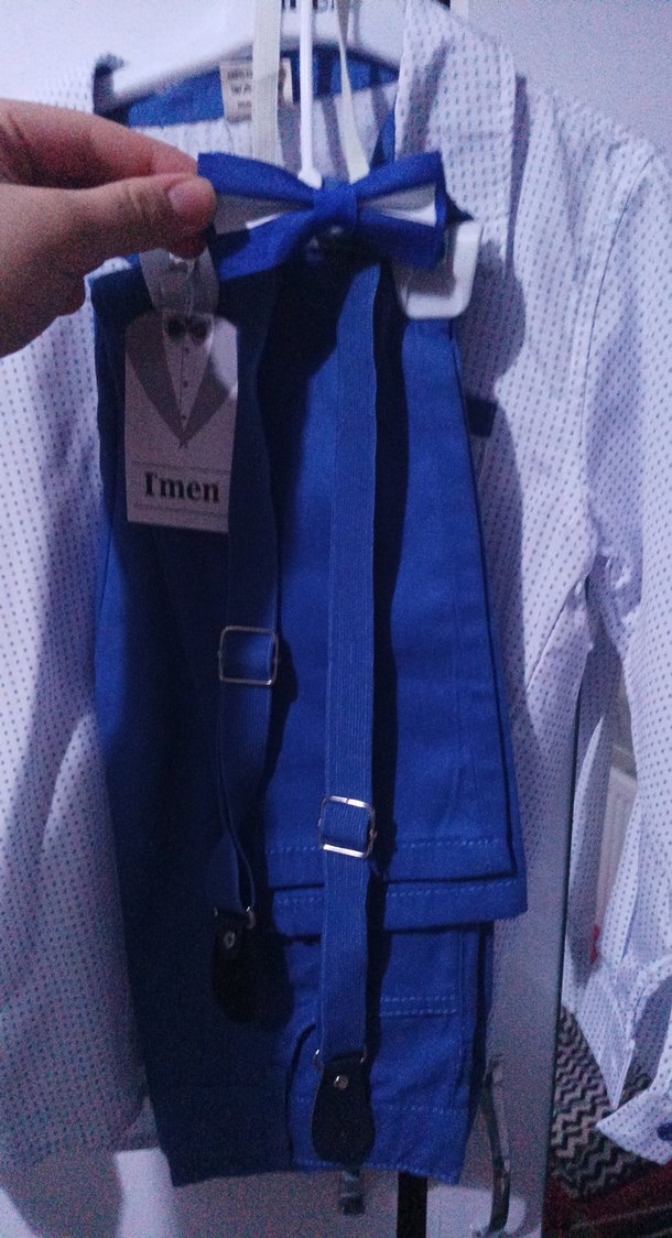 Parlak Mavi Kot Kemerli Çocuk takım - Görsel 3