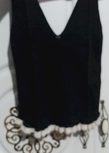 Kadın Siyah V Yakalı Dantel Detaylı Mini Süveter - Görsel 2