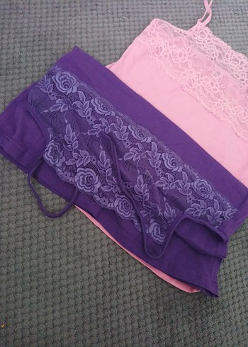 Dantel Detaylı Pembe İnce Askılı Kadın Atlet - Görsel 6