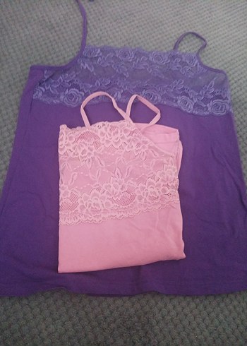 Dantel Detaylı Pembe İnce Askılı Kadın Atlet - Görsel 4