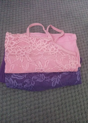 Dantel Detaylı Pembe İnce Askılı Kadın Atlet - Görsel 8