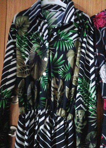 Desenli Uzun Kollu Bohem Uzun Elbise - Görsel 2